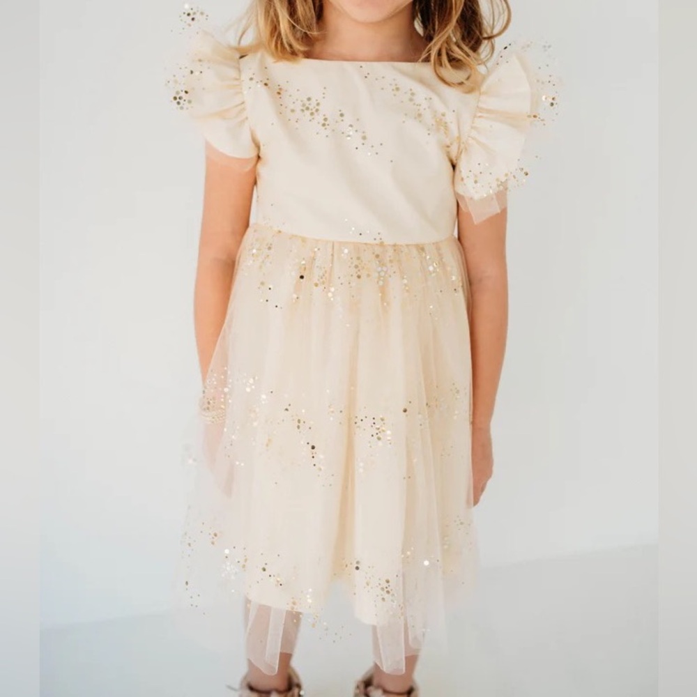 Cuteheads‎ Ivory Tulle Sparkly Scoop Back Twirl Dress